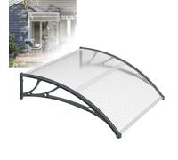 Froadp 100x150cm Pensilina Tettoie per Copertura, Tenda da Sole in Policarbonato, Semi-trasparente Telaio per Tende all'aperto Pioggia Neve e Protezione UV, Tetti per Finestre del Patio(Grigio)