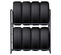 Froadp 107×46×117cm Scaffale Portagomme in Acciaio, Costruzione d'acciaio Tyre Rack in Due Strati per 8 Pneumatici, Supporti per Cerchioni, Scaffalatura Carico di 180KG per Garage Officina Magazzino