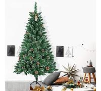 Froadp 150cm Albero di Natale Artificiale con Supporto Stabile e 300 Rami di Simulazione Tradizionale per Decorazioni Natalizie Fai-da-Te(PVC con Effetto Neve)