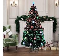 Froadp 150cm Albero di Natale in Fibra Ottica con Supporto Stabile e 160 Rami di Simulazione Tradizionale per Decorazioni Natalizie Fai-da-te(Fiocchi di neve Colorati)