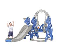 Froadp 175 x 140 x 115 cm, scivolo indipendente per bambini, in plastica con cestino da basket e sedia a dondolo, scivolo da giardino per bambini dai 1 ai 6 anni, portata fino a 50 kg