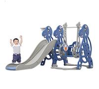 Froadp 175x140x115cm Scivoli in Piedi per Bambini Età 1-6 Anni Scivolo in Plastica con Canestro e Cavallo a Dondolo Scivolo da Giardino per Interno ed Esterno Capacità di Carico fino a 50KG