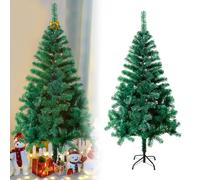 Froadp 180cm Albero di Natale Artificiale con Supporto Stabile e 500 Rami di Simulazione Tradizionale per Decorazioni Natalizie Fai-da-te(PVC Verde)