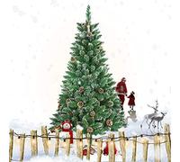 Froadp 180cm Albero di Natale Artificiale con Supporto Stabile e 500 Rami di Simulazione Tradizionale per Decorazioni Natalizie Fai-da-te(PVC con Effetto Neve)
