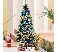 Froadp 180cm Albero di Natale in Fibra Ottica con Supporto Stabile e 200 Rami di Simulazione Tradizionale per Decorazioni Natalizie Fai-da-te(Aghi di pino Colorati)