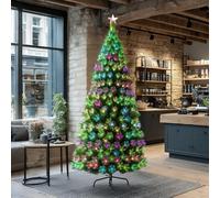 Froadp 210cm Albero di Natale in Fibra Ottica con Supporto Stabile e 260 Rami di Simulazione Tradizionale per Decorazioni Natalizie Fai-da-te(Aghi di pino Colorati)