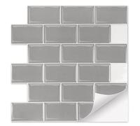 Froadp 30x30cm PVC Adesivi per Piastrelle Autoadesive Pellicola Decorativa Mattonelle Adesiva Ottica per Pareti Mosaico Decorazione Motivo Muro per Cucina Bagno Soggiorno(10 Pezzi, Grigio)