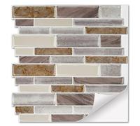 Froadp 30x30cm PVC Adesivi per Piastrelle Autoadesive Pellicola Decorativa Mattonelle Adesiva Ottica per Pareti Mosaico Decorazione Motivo Muro per Cucina Bagno Soggiorno(10 Pezzi, Marrone-grigio)