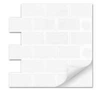 Froadp 30x30cm PVC Adesivi per Piastrelle Autoadesive Pellicola Decorativa Mattonelle Adesiva Ottica per Pareti Mosaico Decorazione Motivo Muro per Cucina Bagno Soggiorno(10 Pezzi, Bianco puro)