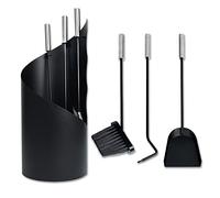 Froadp 4 pezzi Attrezzi per Camino in Acciaio Inossidabile Strumenti per Caminetti include Spazzole, Ganci, Paletta e Supporto Stufa a Legna Set di Utensili Caminetto per Cucina Casa (Nero)