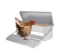 Froadp 5KG Alimentatore Automatico con Piedini Antiratto e Coperchio Impermeabile, Mangiatoia Automatica a Pedale con Apertura Automatica, Mangiatoie in Metallo per Polli Anatre