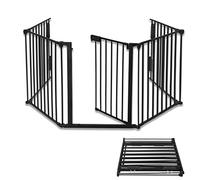 Froadp 75x60cm Griglia Protettiva per Caminetto con Porta 5pz Cucciolo Playpen Pieghevole Recinto per Bambini 300cm Recinti in Metallo Barriera Recinzione di Sicurezza Cancelletti per Porte e Scale