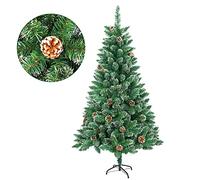 Froadp Albero di Natale Artificiale 150 cm PVC Albero di Decorazione con Supporto Albero di Natale con Effetto Neve e Pigne Decorazione Natalizia Albero di Natale Artificiale per Interni ed Esterni