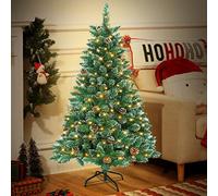 Froadp Albero di Natale artificiale da 120 cm in PVC, illuminato con effetto neve, smontabile con 220 rami, supporto per albero di Natale ignifugo per decorazioni natalizie in interni (120 LED)