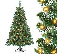 Froadp Albero di Natale artificiale in PVC, 150 cm, con 180 LED, supporto e pigne, albero decorativo per interni ed esterni