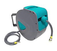 Froadp Avvolgitubo con 1/4" Attacco Rapido, Riavvolgimento Automatico per Tubi d'aria Compressa, Arrotolatore con 180° Rotante Supporto a Parete(20m, Grigio)