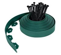 Froadp Bordature da Giardino Flessibile per Prato, Palizzate del Bordo del Letto in Plastica, Curve del Bordi con le Ancore del Terreno, Recinzione Bordatura con Chiodi di Fissaggio (20m, Verde)