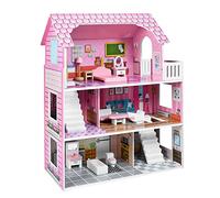 Froadp Casa delle Bambole in Legno 60x27x70cm Casa dei Sogni Grande Villa delle Bambole con Mobili e Accessori 3 Piani Dream Villa per Ragazze e Ragazzi (Multicolore)