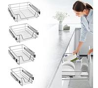 Froadp Cassetto telescopico da cucina, mensola estraibile, armadio della camera da letto, cassetto portaoggetti completo (50 cm, 2 pezzi/set)