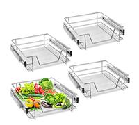 Froadp Cassetto Telescopico Estraibile Mensola da Cucina Ripiano Scaffale con Guide Scorrevoli Cestelli a Rete Stoccaggio Portabicchieri per 50cm Cucina Armadi (Larghezza effettiva 47cm, 4 pezzi)