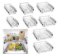 Froadp Cassetto Telescopico Estraibile Mensola da Cucina Ripiano Scaffale con Guide Scorrevoli Cestelli a Rete Stoccaggio Portabicchieri per 50cm Cucina Armadi (Larghezza effettiva 47cm, 2 pezzi)