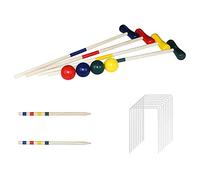Froadp Croquet Set da Croquet con Mazze Palloni Porte e Bastoni Realizzato in Robusto Pino All'aperto Gioco Divertenti del Croquet per 4 Giocatori in Giardino Prato Campeggio Spiaggia All'aperto