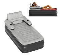 Froadp Materasso ad aria auto-gonfiante con testata 190 x 99 x 80,5 cm, letto ad aria per 1 persona, materasso gonfiabile con pompa, letto per ospiti nero e grigio