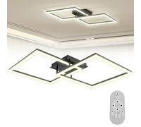 Froadp Moderna lampada da soffitto a LED, dimmerabile, 72 W, colore nero, 50 cm, lampada da soffitto quadrata con telecomando, lampada da soggiorno 2800-6500 K, IP44, a risparmio energetico, per