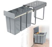 Froadp - Pattumiera da incasso per cucina, estraibile, con 3 scomparti, sistema di separazione dei rifiuti, completamente estraibile con guide telescopiche 48 x 26 x 41,8 cm - 3x10L