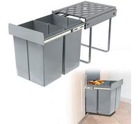 Froadp - Pattumiera da incasso per cucina, estraibile, con sistema di separazione dei rifiuti a 2 scomparti, estrazione completa con guide telescopiche, 48 x 34,2 x 41,8 cm - 2x20L