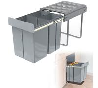 Froadp - Pattumiera da incasso per cucina, estraibile, con sistema di separazione dei rifiuti a 3 scomparti, completamente estraibile con guide telescopiche, 48 x 34,2 x 41,8 cm - 2x10L+1x20L