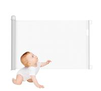Froadp PVC Cancelletto di Sicurezza Estensibile, Tenda a Rullo per Scale, Barriera di Sicurezza Mobile, Cancello Retrattile Protezione per Bambini e Animali (0-150 cm, Bianco)