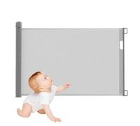 Froadp PVC Cancelletto di Sicurezza Estensibile, Tenda a Rullo per Scale, Barriera di Sicurezza Mobile, Cancello Retrattile Protezione per Bambini e Animali (0-150 cm, Grigio)