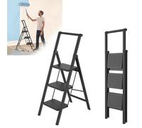 Froadp scala a 3 livelli pieghevole, scala antiscivolo da terra, scala in ferro, scala pieghevole multifunzione con corrimano, sgabello a pioli, scala domestica per uso in casa, cucina e altro