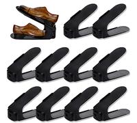 Froadp Scarpiere Regolabili 30 pezzi Plastica Portascarpe Portatile Regolabili in Altezza 3 Livelli Organizer Scarpe Supporto per Ingresso Guardaroba Spogliatoio(Nero)