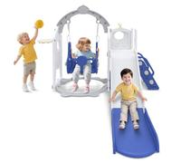 Froadp Scivolo 6 in 1 per bambini a partire da 1 anno, per interni ed esterni, in HDPE e PP, con altalena, scaletta per arrampicata, spazio di archiviazione, cestino da basket e telescopio da gioco