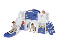 Froadp Scivolo 8 in 1 per bambini a partire da 1 anno, per interni ed esterni, in HDPE e PP, con scaletta, tunnel, spazio di archiviazione, canestro e telescopio da gioco, fino a 50 kg