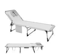 Froadp Sedia a sdraio da giardino, pieghevole, con apertura del viso, cuscino e tasca laterale, pieghevole, per giardino, terrazza, balcone, campeggio, giardino, portata fino a 160 kg, colore: grigio