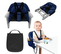 Froadp Seggiolino da tavolo pieghevole per bambini, con custodia e linguette di fissaggio sicure, per bambini, seggiolone, con aste di fissaggio regolabili, per casa, viaggi, blu