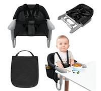 Froadp Seggiolino da tavolo pieghevole per bambini, con custodia e linguette di fissaggio sicure, per bambini, seggiolone, con aste di fissaggio regolabili, per casa, viaggi, colore nero