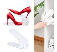 Froadp Set di 30 organizer per scarpe regolabili in materiale PP, antiscivolo, con 3 altezze regolabili, a doppio strato, salvaspazio, colore bianco