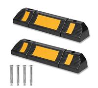 Froadp Set di Barriere Paraurti per il Parcheggio, Porta Gomme Auto da Garage, Fermaruote con Strisce Riflettenti Gialle, Cunei Stopper per Camper Pavamenti Parcheggi Giardino (1 coppia)