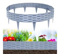 Froadp Set di bordi per aiuole effetto rattan, 100 cm, in plastica, per prato, per aiuole, per giardino, palizzate (30 m = 30 pezzi, grigio)