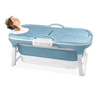 Froadp Vasche da Bagno Pieghevoli per Adulti Vasche Mobili per Bambini con Coperchio Ripiano e Corrimano Indipendenti Vasche da Doccia Portatili Bathtub per il Bagno e l'esterno (118x60x53cm)