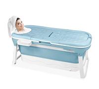 Froadp Vasche da Bagno Pieghevoli per Adulti Vasche Mobili per Bambini con Coperchio Ripiano e Corrimano Indipendenti Vasche da Doccia Portatili Bathtub per il Bagno e l'esterno (148x60x53cm)