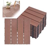 Froadp WPC Pavimenti di Legno per Esterno, 30x30cm Tavole di Terrazza, Pavimentazione Impermeabile con Sistema di Drenaggio e Click, Piastrelle Antiscivolo per Balconi Giardino (2㎡, Marrone)