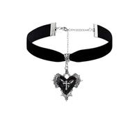 Frodete Collana girocollo in velluto rosso gotico per le donne stile punk cuore di spine ciondolo croce vintage cristallo rosa gotico girocollo Halloween mistero gioielli Lolita, Metallo, Nessuna