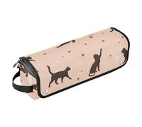 FRODOTGV 2 in 1 - Organizer da viaggio impermeabile per ferri da stiro, piastre, ferri da stiro, ferro arricciacapelli, sagoma di gatto nero tra stelle e notte, Gatto nero Silhouette Tra Stelle Notte,