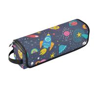FRODOTGV 2 in 1 strumenti per capelli Organizer donna Essentials Storage con tappetino in ferro, elementi spaziali disegnati a mano blu per strumenti caldi, ferro arricciacapelli, ferri piatti,
