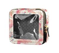 FRODOTGV 4 luglio American Independence Day Mini borsa trasparente per il trucco per la borsa per ragazze organizzatore cosmetico portatile articoli da toeletta con cerniera, Modello Astratto Elegante